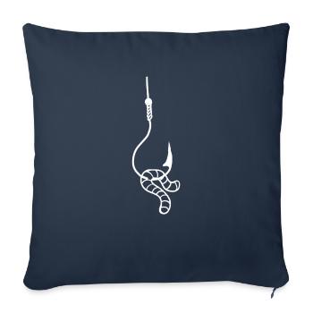 Angelhaken mit Wurm - Geschenkidee für Wurmangler - Sofakissenbezug 45 x 45 cm - Navy - Vorne