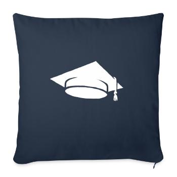 Chapeau d'étudiant diplômé - Housse de coussin décorative 45 x 45 cm - bleu marine - Devant