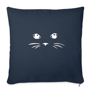 Chat Visage Chat Chat Chatte Chatte Cadeau - Housse de coussin décorative 45 x 45 cm - bleu marine - Devant