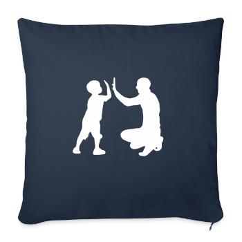 Père et fils papa enfant famille papa fils cadeau - Housse de coussin décorative 45 x 45 cm - bleu marine - Devant