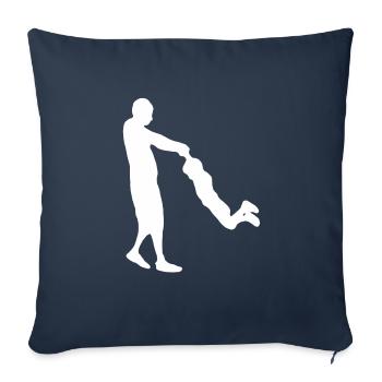 Famille papa maman fils papa mère fils enfant - Housse de coussin décorative 45 x 45 cm - bleu marine - Devant