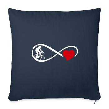 J'aime le vélo vélo coeur roue de cyclisme - Housse de coussin décorative 45 x 45 cm - bleu marine - Devant