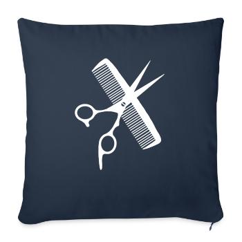 Coiffe ciseaux peigne coiffure coiffure coiffeur - Housse de coussin décorative 45 x 45 cm - bleu marine - Devant
