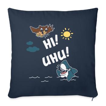 Hi und Uhu! Hi sagt der Uhu zum Hai. - Sofakissenbezug 45 x 45 cm - Navy - Vorne