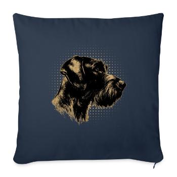 Allemand Wirehair Dog Dog Head Puppy rétro - Housse de coussin décorative 45 x 45 cm - bleu marine - Devant