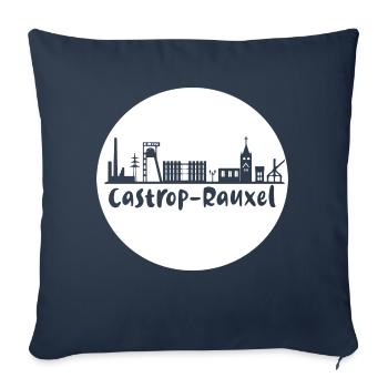 castrop-rauxel, skyline, cercle, coupe aux ciseaux, blanc - Housse de coussin décorative 45 x 45 cm - bleu marine - Devant