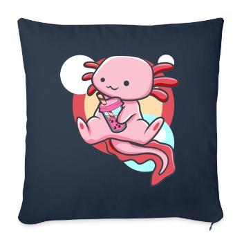 Axolotl and Bubble Tea - Sofa pillowcase 17,3'' x 17,3'' (45 x 45 cm) - navy - Front