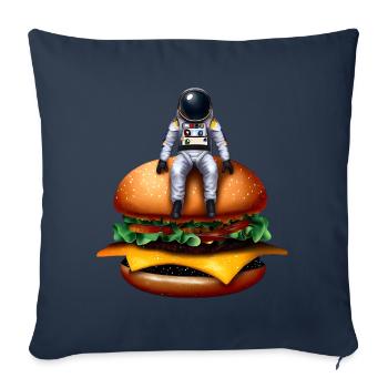 Astronaute spatial Cheeseburger - Housse de coussin décorative 45 x 45 cm - bleu marine - Devant