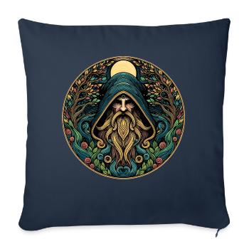 Druide - Housse de coussin décorative 45 x 45 cm - bleu marine - Devant