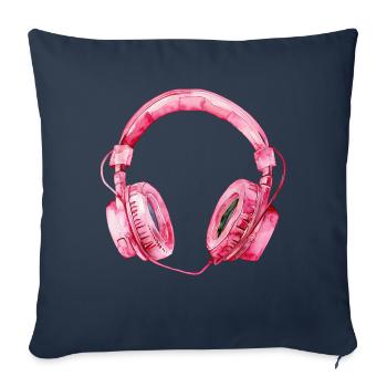 Écouteurs Écouter de la musique - Housse de coussin décorative 45 x 45 cm - bleu marine - Devant