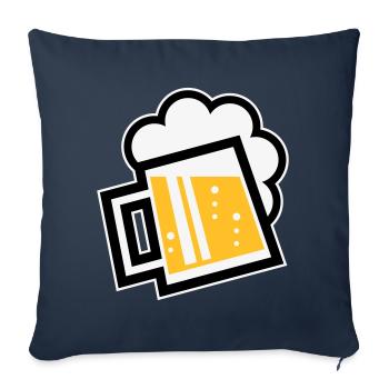 Chope à bière bavaroise (bière / chope à bière / L / \ / 3C) - Housse de coussin décorative 45 x 45 cm - bleu marine - Devant
