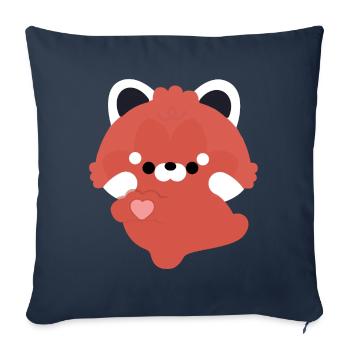 Amour Panda Rouge - Housse de coussin décorative 45 x 45 cm - bleu marine - Devant