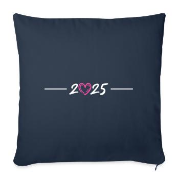 2025 Ligne de symbole du cœur - Housse de coussin décorative 45 x 45 cm - bleu marine - Devant