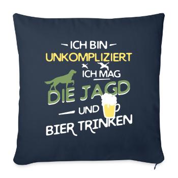 Jagd und Bier trinken - Sofakissenbezug 45 x 45 cm - Navy - Vorne