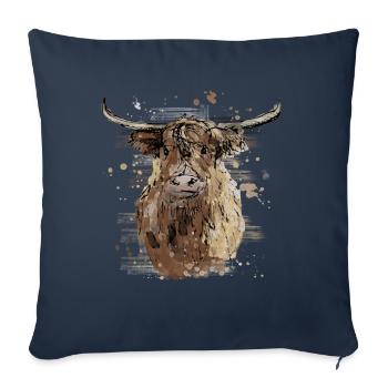 2021 01 04 tshirt highlander écossais 01 - Housse de coussin décorative 45 x 45 cm - bleu marine - Devant
