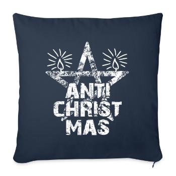 anti noel 02 - Housse de coussin décorative 45 x 45 cm - bleu marine - Devant