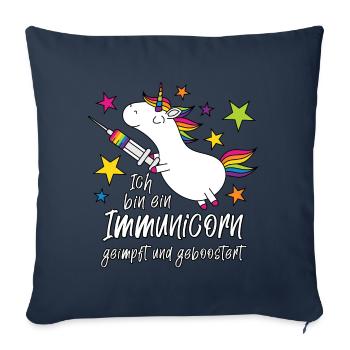 Einhorn Immunicorn geimpft und geboostert - Sofakissenbezug 45 x 45 cm - Navy - Vorne