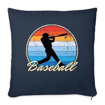Joueur de baseball De baseball Vintage Retro Cadeau - Housse de coussin décorative 45 x 45 cm - bleu marine - Devant