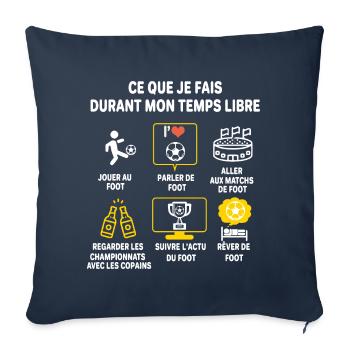 Football supporter Joueur Cadeau Humour foot - Housse de coussin décorative 45 x 45 cm - bleu marine - Devant