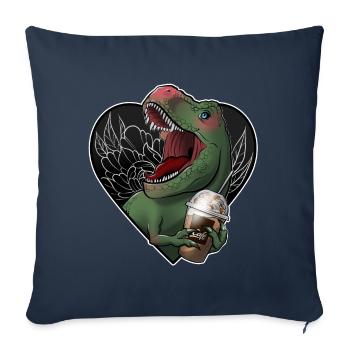 Impression T-rex et frappe caramel - Housse de coussin décorative 45 x 45 cm - bleu marine - Devant