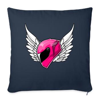 Casque moto motocycliste rose - Housse de coussin décorative 45 x 45 cm - bleu marine - Devant