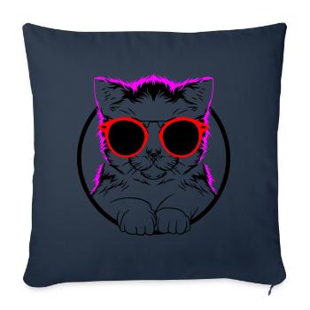 Farben änderbar | COOL CAT - COOLE KATZE - Sofakissenbezug 45 x 45 cm - Navy - Vorne