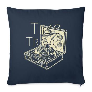 Time (to) Travel - Œuvre d’art de voyageur surréaliste - Housse de coussin décorative 45 x 45 cm - bleu marine - Devant