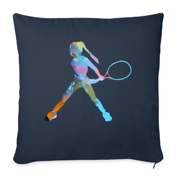 tennis,rückhand,tennisspielerin,mädchen,kind - Sofakissenbezug 45 x 45 cm - Navy - Vorne