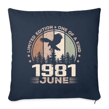 Incomparable depuis juin 1981, 43e Anniversaire - Housse de coussin décorative 45 x 45 cm - bleu marine - Devant