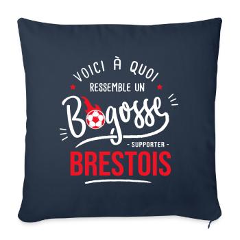 Brest Brestois bogosse supporter football brestois - Housse de coussin décorative 45 x 45 cm - bleu marine - Devant