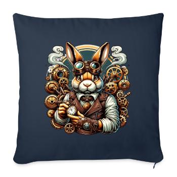 Steampunk Hase Mit Zahnrädern Und Uhr - Sofakissenbezug 45 x 45 cm - Navy - Vorne