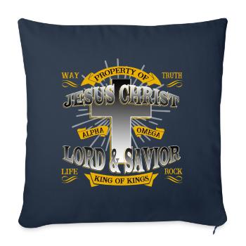 Propriété de Jésus-Christ - Christian Design - Housse de coussin décorative 45 x 45 cm - bleu marine - Devant