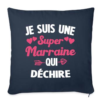 Je suis une Super Marraine qui Dechire - Housse de coussin décorative 45 x 45 cm - bleu marine - Devant