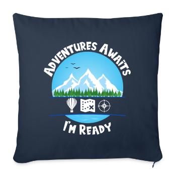 Aventures Awaits Blue Je suis prêt - Housse de coussin décorative 45 x 45 cm - bleu marine - Devant