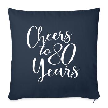 Vive le 80e anniversaire de ses 80 ans - Housse de coussin décorative 45 x 45 cm - bleu marine - Devant