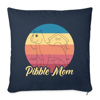 Pibble Mom Pitbull Maman American Terrier Rétro - Housse de coussin décorative 45 x 45 cm - bleu marine - Devant