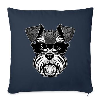 Chien schnauzer cool avec lunettes de soleil - Housse de coussin décorative 45 x 45 cm - bleu marine - Devant