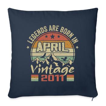 Né En Avril 2011 Vintage - Cadeau Avril 2011 - Housse de coussin décorative 45 x 45 cm - bleu marine - Devant