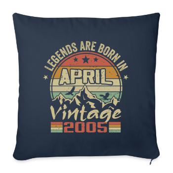 Né En Avril 2005 Vintage - Cadeau Avril 2005 - Housse de coussin décorative 45 x 45 cm - bleu marine - Devant