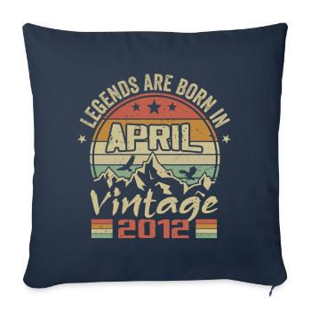 Né En Avril 2012 Vintage - Cadeau Avril 2012 - Housse de coussin décorative 45 x 45 cm - bleu marine - Devant