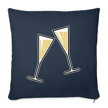2 verres à (vin mousseux / entonnoir / fermé / 3C) - Housse de coussin décorative 45 x 45 cm - bleu marine - Devant