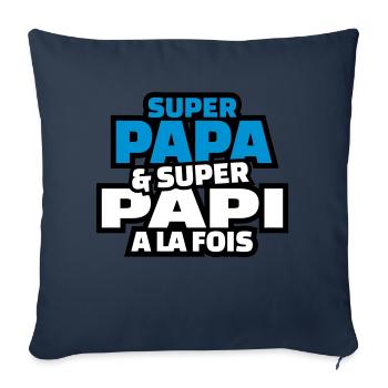 super papa et super papy à la fois - Housse de coussin décorative 45 x 45 cm - bleu marine - Devant