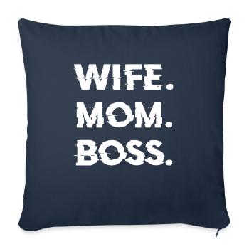 Cadeau de fête des mères épouse maman patron - chemise - Housse de coussin décorative 45 x 45 cm - bleu marine - Devant