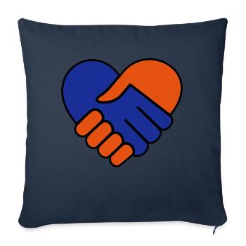 Main dans la main coeur bleu rouge - Housse de coussin décorative 45 x 45 cm - bleu marine - Devant