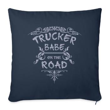 Truckerin Trucker Babe LKW Truck Fahrerin - Sofakissenbezug 45 x 45 cm - Navy - Vorne