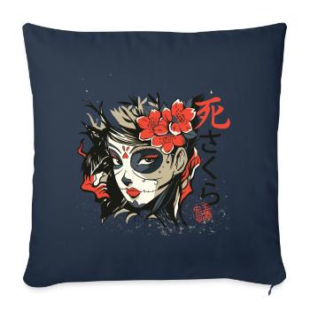 japonais Damon Anime face Skull devil oni T Shirt - Housse de coussin décorative 45 x 45 cm - bleu marine - Devant