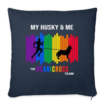 husky canicross chien sport zughund zughundesport - Housse de coussin décorative 45 x 45 cm - bleu marine - Devant