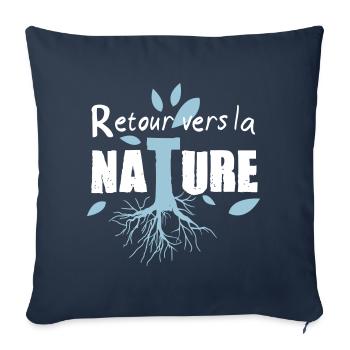 Retour vers la nature, autonomie et écologie - Housse de coussin décorative 45 x 45 cm - bleu marine - Devant