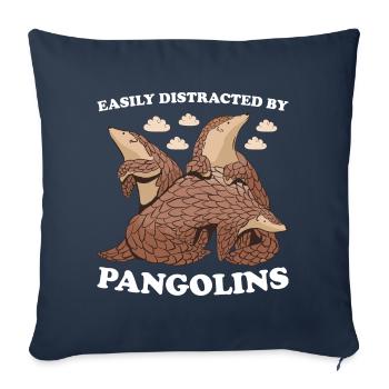 Facilement distrait par les pangolins Pangolin - Housse de coussin décorative 45 x 45 cm - bleu marine - Devant