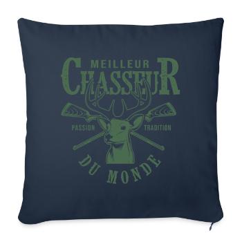 meilleur chasseur du monde cadeau papa papy chasse - Housse de coussin décorative 45 x 45 cm - bleu marine - Devant